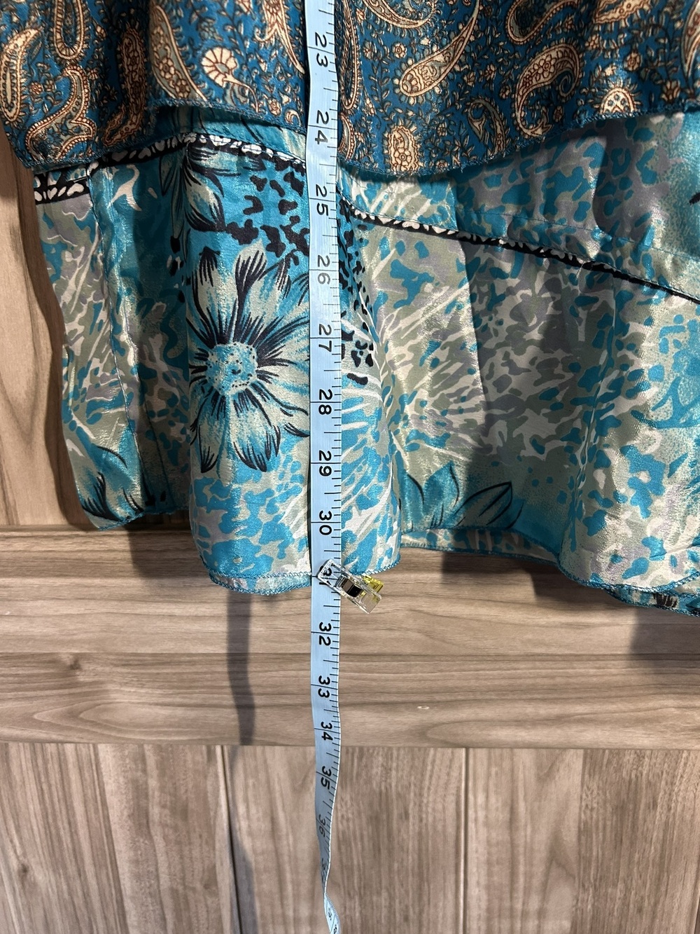 Vintage Sari Silk Magic Wrap Skirt Boho Teal Paisley Reversible Midi OSFM - Picture 5 of 10